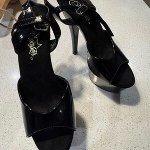 Pleaser Glossy Black Platform Heels